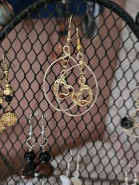 Gold Heart Hoop Dangle Earrings - Women Jewelry